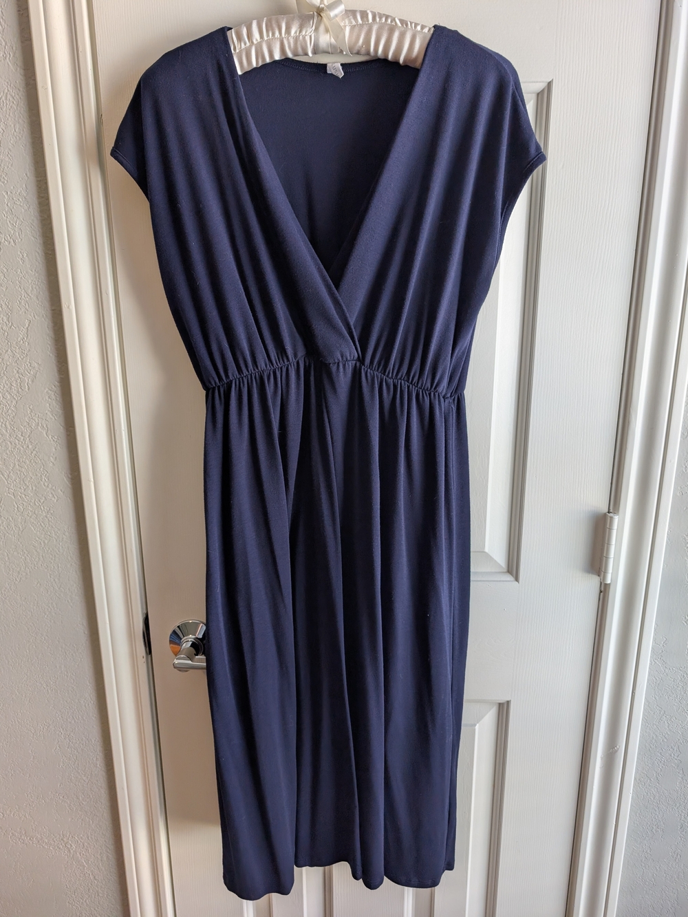 Pinkblush Navy Wrap-Style Midi Dress